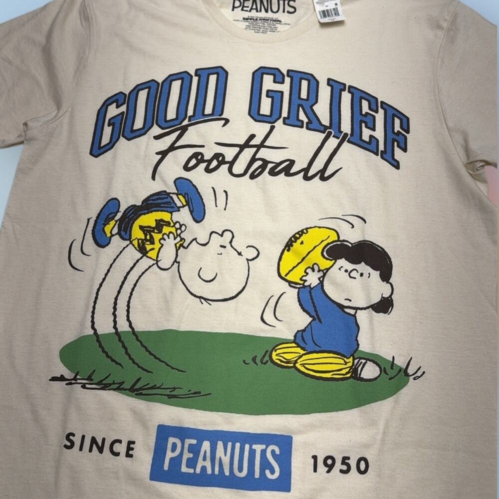 PEANUTS Men’s Medium GOOD GRIEF FOOTBALL T-Shirt - Picture 3 of 4